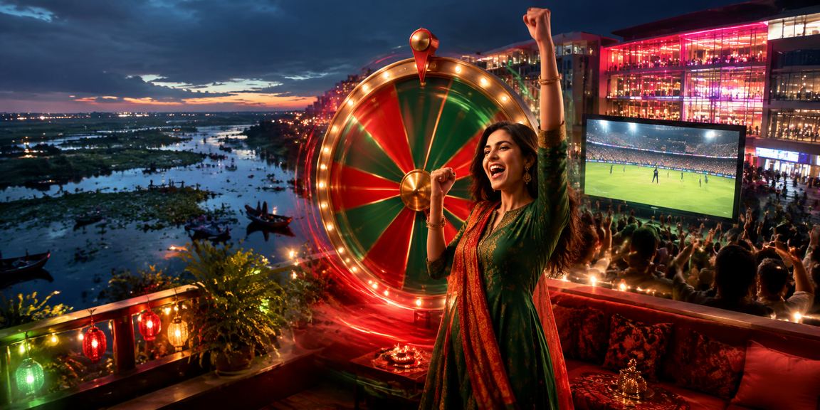 বাংলাদেশের লাল-সবুজ পতাকার পটভূমিতে ক্রিকেট বেটিং প্রোমোশন উপভোগ
